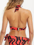 New Look halterneck bikini top in red swirl print