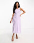 Фото #8 товара Little Mistress Bridesmaids cross front gathered midi dress in mesh in lilac
