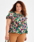 ფოტო #2 პროდუქტის Plus Size Crochet-Trimmed Top, Created for Macy's