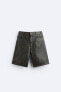 Vintage-effect leather bermuda shorts