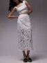 Topshop co-ord premium lace detail midi skirt in ivory