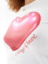 Фото #5 товара Monki short sleeve fitted t-shirt in white with heart front print