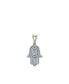 ფოტო #3 პროდუქტის Divine Hamsa Charm Natural Baguette Cut Diamond Pendant (0.96 cttw) in 14k Yellow Gold for Women & Men