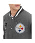 Фото #2 товара Men's Heather Gray, Black Pittsburgh Steelers Gunner Full-Zip Varsity Jacket