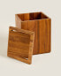 Square wooden bathroom wastepaper bin