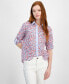 Фото #1 товара Women's Cotton Floral Roll-Tab Shirt