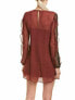 BCBGeneration Women's Long Sleeve Lace Shift Dress Chocolate M