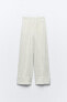 STRIPED LINEN BLEND WIDE-LEG TROUSERS