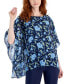 Фото #1 товара Women's 3/4 Sleeve Printed Poncho Top, Created for Macy's