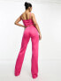 ASOS DESIGN co-ord scuba fitted straight leg trouser with pintucks in pink