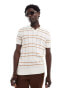 Ben Sherman open neck polo in off white