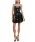 ფოტო #4 პროდუქტის Juniors' Sequined Bubble-Hem Mini Dress