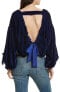 Фото #2 товара Free People 163795 Women's Gimme Some Lovin' Velvet Blue Top Size XS