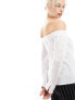 ASOS DESIGN off shoulder pocket shirt in white 32 - фото #7