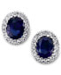 ფოტო #2 პროდუქტის Sapphire (7/8 ct. t.w.) & Diamond (1/10 ct. t.w.) Oval Stud Earrings in 14k White Gold