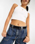 ASOS DESIGN leather silver buckle waist and hip jeans belt in black