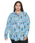 Фото #1 товара Plus Size Whimsical Graphic Button-Front Blouse, Created for Macy's