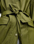 Фото #4 товара Noisy May Droplets longline tie waist shower proof raincoat in khaki