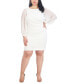 Фото #1 товара Plus Size Pleated-Chiffon-Sleeve Sheath Dress