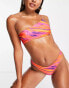 Фото #2 товара ASOS DESIGN mix and match sleek one shoulder bikini top in sunset marble print