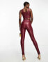 Фото #4 товара Commando co-ord faux leather leggings in red