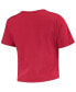 Women's Crimson Distressed Oklahoma Sooners Core Laurels Cropped T-shirt