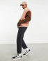 ASOS DESIGN oversized zip through jacket in brown colour block with city embroidery