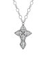 ფოტო #1 პროდუქტის Pewter Crystal Diamond Shaped Stones Cross 24" Necklace