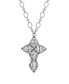 Фото #1 товара Pewter Crystal Diamond Shaped Stones Cross 24" Necklace