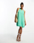 Only swing mini dress with keyhole detail in marine green