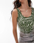 Фото #4 товара Topshop abstract print tie side swimsuit in green