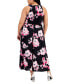 Фото #2 товара Plus Size Sleeveless Halter-Neck Midi Dress