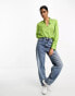 Фото #4 товара Mango classic fit satin collared shirt in bright green