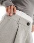 4th & Reckless Petite exclusive tailored boxer waist detail wide leg trousers in grey