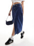 Фото #1 товара Calvin Klein Jeans front split denim maxi skirt in dark wash