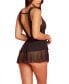 Women's Lace Plunge Neck Babydoll and Panty 2 Pc Lingerie Set