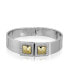 ფოტო #1 პროდუქტის Silver-Tone and Gold-Tone Stone Square Small Hinged Bracelet