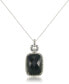 ფოტო #1 პროდუქტის Marcasite and Faceted Onyx Square Pendant+18" Chain in Sterling Silver