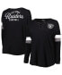 ფოტო #1 პროდუქტის Women's Black Las Vegas Raiders Plus Size Athletic Varsity Lace-Up V-Neck Long Sleeve T-shirt