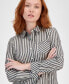 Women's Shimmering Striped Button-Down Top