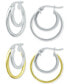2-Pc. Set Double Hoop Earrings in Sterling Silver & 18k Gold-Plate, 3/4", Created for Macy's