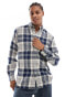 Polo Ralph Lauren icon logo check brushed flannel shirt in cream/navy