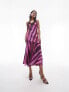 Фото #1 товара Topshop pink lace maxi fishtail slip dress in animal print