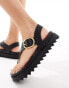 Stradivarius buckle detail thong sandal in black