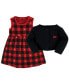 Фото #3 товара Toddler Girls Hudson Cotton Dress and Cardigan Set, Gold Heart Buffalo Plaid