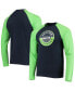 Фото #1 товара Men's College Navy, Neon Green Seattle Seahawks League Raglan Long Sleeve T-shirt