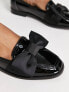 ASOS DESIGN Mentor bow loafer flat shoes in black patent