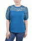 Petite Size Puff Lace-Sleeve Top