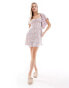 Фото #2 товара Wednesday's Girl tie detail chintzy floral mini dress in white and pink