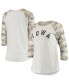 ფოტო #1 პროდუქტის Women's White and Camo Iowa Hawkeyes Boyfriend Baseball Raglan 3/4-Sleeve T-shirt